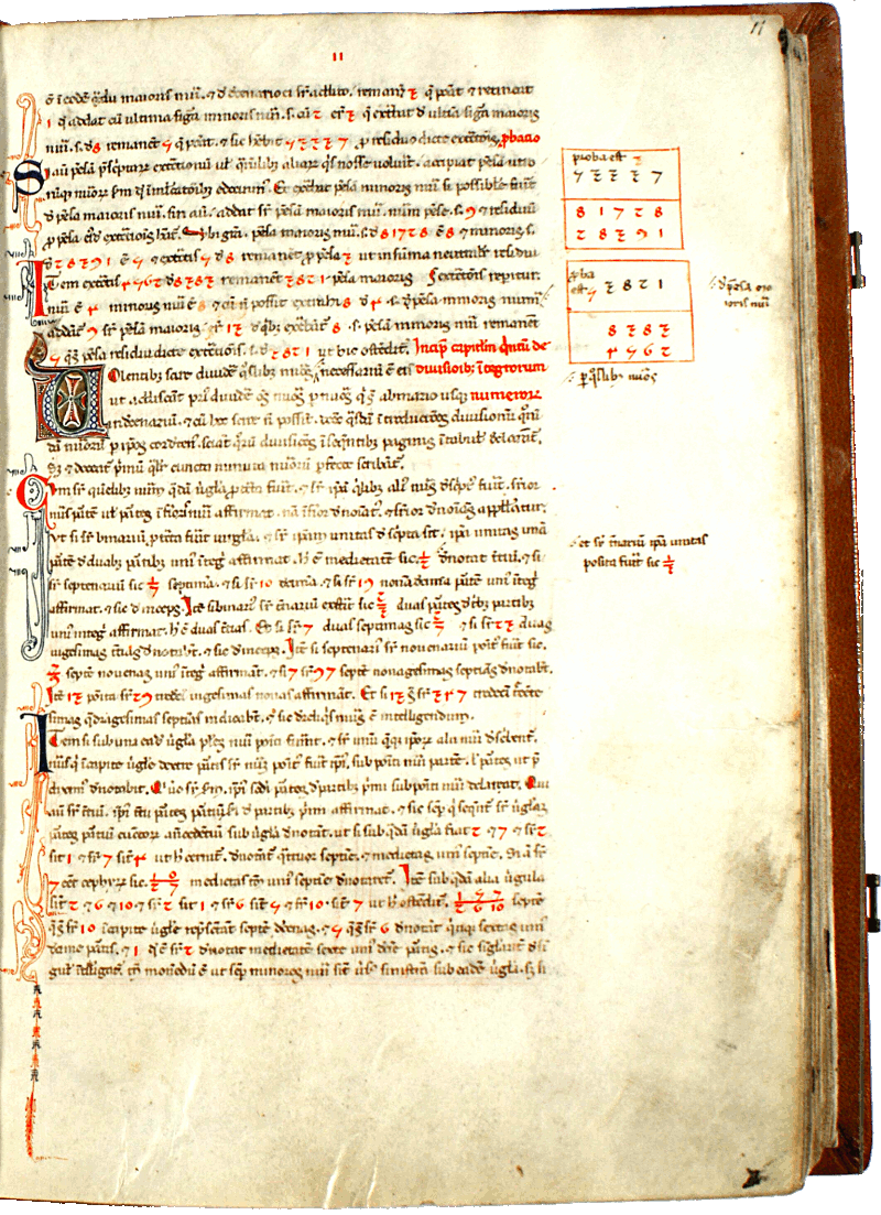 pagina iniziale capitolo quinto del Liber abaci<br>Conv. Sopp. C.I. 2616, BNCF,  folio 11 recto