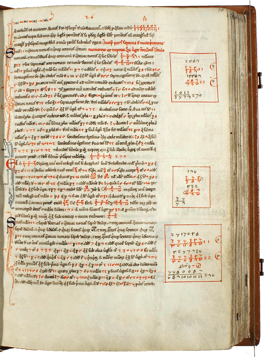 pagina iniziale capitolo sesto parte settima del Liber abaci<br>Conv. Sopp. C.I. 2616, BNCF,  folio 26 recto
