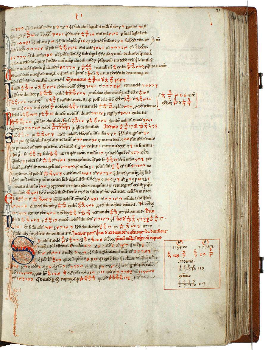 pagina iniziale capitolo settimo parte quinta del Liber abaci<br>Conv. Sopp. C.I. 2616, BNCF,  folio 31 recto