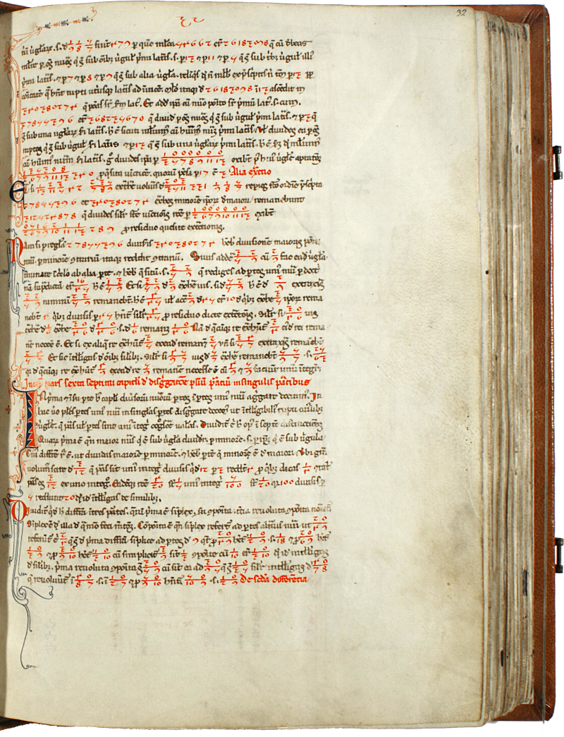 pagina iniziale capitolo settimo parte sesta del Liber abaci<br>Conv. Sopp. C.I. 2616, BNCF,  folio 32 recto