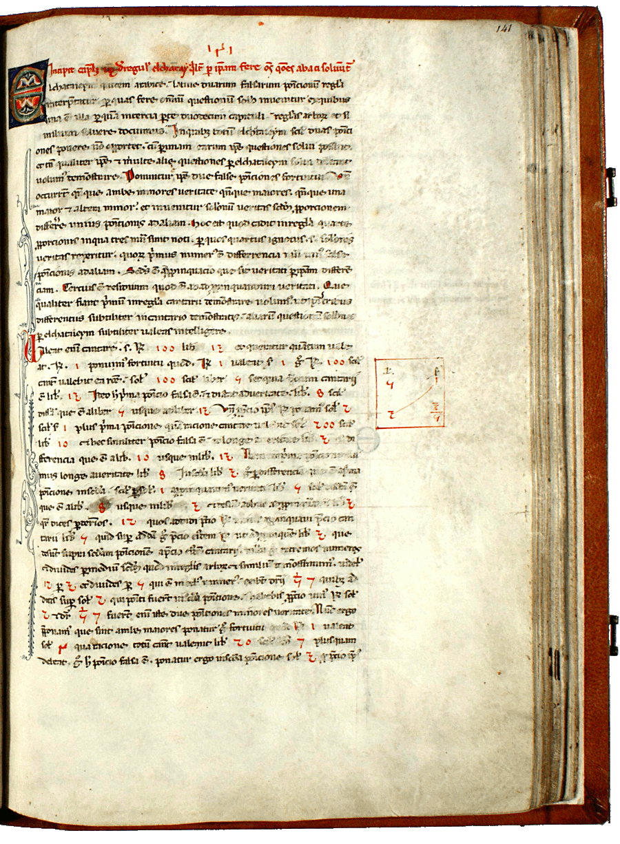 pagina iniziale capitolo tredicesimo-introduzione del Liber abaci<br>Conv. Sopp. C.I. 2616, BNCF,  folio 141 recto